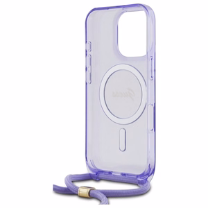 Guess Crossbody Cord Script Magnetinis dėklas iPhone 16 Pro Max - violetinis