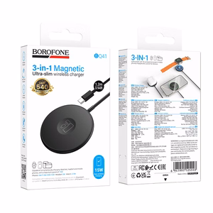 "Borofone" belaidis indukcinis įkroviklis BQ41 Glory 3 in 1 15W, juodas