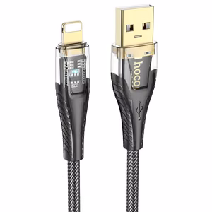 Кабель USB A to Lightning Hoco 2,4A 1,2 m U121 черный прозрачный