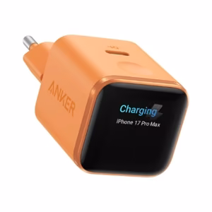 Anker Nano A121DGO1 – 45 W USB-C įkroviklis su išmaniuoju ekranu, oranžinis