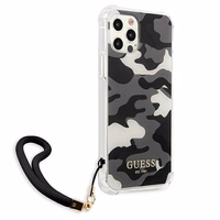 Guess GUHCP12MKSARBK iPhone 12/12 Pro 6.1" juodas/juodas kietas dėklas Camo kolekcija