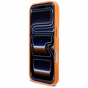 Guess IML Script Metal MagSafe Dėklas for iPhone 17 Pro - oranžinis