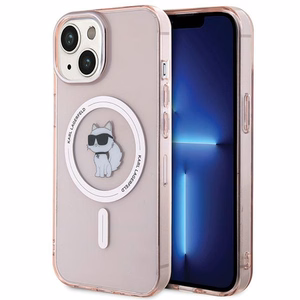 Karl Lagerfeld IML Choupette Magnetinis dėklas telefonui iPhone 15 - rožinė