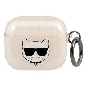 Karl Lagerfeld Glitter Choupette AirPods dėklas 3 - auksinis