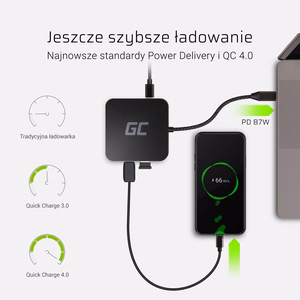 Green Cell AK61 knyginių kompiuterių dokas / jungčių replikatorius USB 3.2 Gen 1 (3.1 Gen 1) Type-C Sidabras