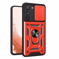 Dėklas telefonui Samsung Galaxy S23+ su kameros dangteliu - raudonas