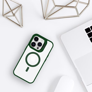 Tel Protect Magnetinis dėklas telefonui su stovu Iphone 15 Plus žalia