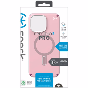 Speck Presidio2 Pro dėklas su MagSafe ir ClickLock, skirtas iPhone 16 Pro Max, „Wednesday Pink/Boysenberry Purple“