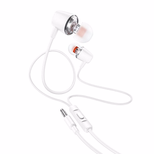 HOCO kabelinės ausinės Jack 3,5 mm su mikrofonu M107 balta