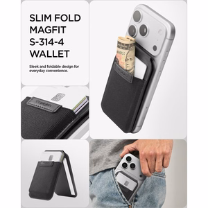 Spigen Slim Fold S314-4 magnetinis „MagSafe“ kortelių dėklas telefonui – juodas