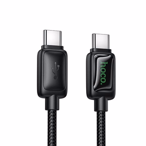 Kabelis su skystųjų kristalų ekranu USB C į USB C Hoco 3A 60W 1,2 m U146 juodas