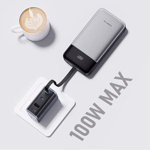 Cuktech LPB252N 120W 25000mAh išorinė baterija su integruotu USB-C laidu – spalva: pilka