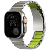 UNIQ Strova Flex dirželis Apple Watch 44/45/46/49mm Series 1/2/3/4/5/6/7/8/9/10/11/SE/SE2/SE3/Ultra/Ultra 2/Ultra 3 sidabrinis-žalsvai geltonas