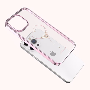 Kingxbar Wish Series silikoninis dėklas telefonui iPhone 14 Plus rožinės spalvos su Swarovski kristalais
