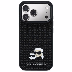 Karl Lagerfeld Rhinestones Karl&Choupette Pin Case for iPhone 17 Pro - Juodas