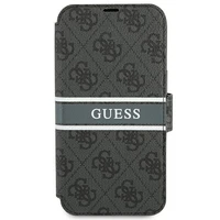 Guess GUBKP13S4GDGR iPhone 13 mini 5.4" pilkas/pilkas knygos tipo dėklas 4G Stripe