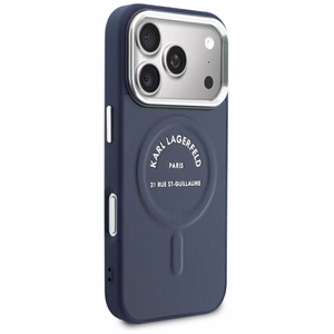 Karl Lagerfeld Embossed Open Ring RSG Logo MagSafe dėklas iPhone 18 Pro Max / 17 Pro Max; spalva: mėlyna