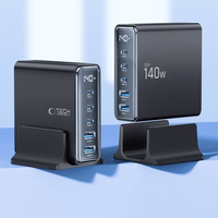 "Tech-Protect" DC140W-GAN 5 PRIETAIS PD140W/QC3.0 įkrovimo stotelė - juoda