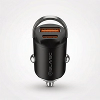 Blavec Automobilinis įkroviklis BS-02B-C Aero - USB + Type C - QC 3.0 18W PD 30W su Type C to Type C cable (CCBS02BCA-UCB) juodas