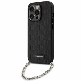 Karl Lagerfeld KLHCP14LSACKLHPK iPhone 14 Pro 6.1" juodas/juodas hardcase Saffiano Monograma Grandinė