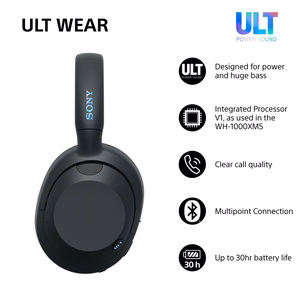 Sony ULT WEAR – belaidės Bluetooth ausinės su ULT POWER SOUND, giliais bosais, triukšmo slopinimu, iki 30 val. baterija