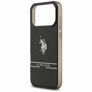 US Polo DH and Bottom Stripe Logo MagSafe Dėklas telefonui iPhone 17 Pro Max - juodas
