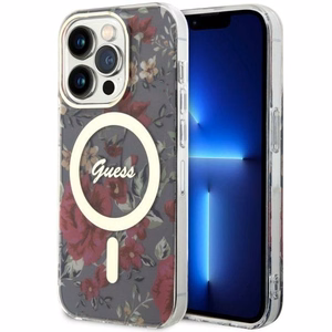 Guess GUHMP14LHCFWSA iPhone 14 Pro 6.1" žalias/žalias kietas dėklas Gėlės MagSafe