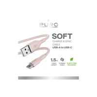 Puro Soft USB-A - USB-C kabelis 1.5m - rožinis