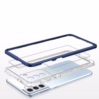 Clear 3in1 dėklas Samsung Galaxy S23 silikoninis dėklas su rėmeliu mėlynas