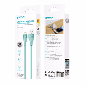 BWOO кабель USB - Lightning 1м 3A Minimalist Silicone белый X280L