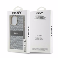 DKNY Odinis mono juosta ir metalinis logotipas dėklas telefonui iPhone 14 Pro Max - smėlio