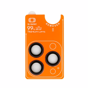 Apsauginis stiklas Tel Protect Titanium Lens 99% AR ant kameros Iphone 15 Pro/15 Pro Max titanas (3 lęšiai)