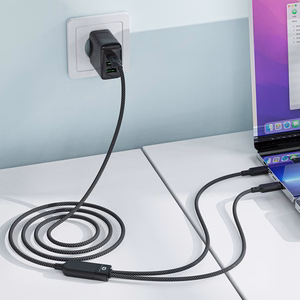 Acefast C5 USB-C - USB-C / USB-C 2in1 100W 480Mb/s kabelis - juodas