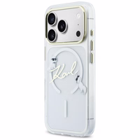 Karl Lagerfeld IML Choupettes Karl Script Logo MagSafe Dėklas for iPhone 17 Pro Max - Clear
