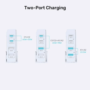 GaN tinklo įkroviklis - Unitek P1229ABK01-EU | 100W 2x USB-C 2x USB-A