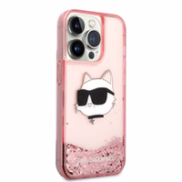 Karl Lagerfeld KLHCP14XLNCHCP iPhone 14 Pro Max 6.7" pink/pink kietas dėklas Glitter Choupette Head