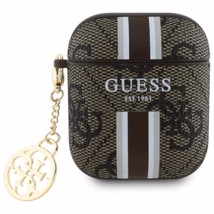 Guess GUA2P4RPSW AirPods 1/2 dėklas rudas 4G Printed Stripes Charm