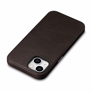 iCarer Oil Wax Premium odinis dėklas iPhone 14 Plus Magnetinis odinis dėklas su MagSafe Rudas (WMI14220703-BN)