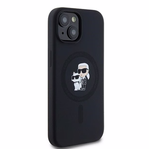 Karl Lagerfeld silikoninis Karl&Choupette magnetinis dėklas telefonui iPhone 15 Plus / 14 Plus - juodas