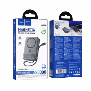 Išorinė baterija Power Bank Hoco Q44A 45W Magnetic 20000mAh juoda