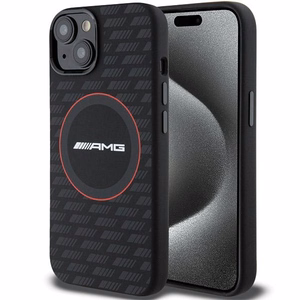 Mercedes AMG silikoninis Carbon Pattern MagSafe dėklas iPhone 13 / 14 / 15 juodas