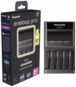 Panasonic Eneloop BQ-CC65E / 5206500 – išmanusis 1–4 AA/AAA akumuliatorių įkroviklis su LCD ekranu ir USB išvestimi
