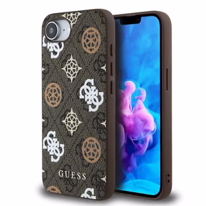 Чехол Guess PU 4G Peony с MagSafe для iPhone 16e - коричневый