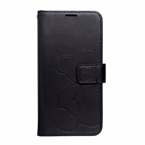 MEZZO knygos tipo dėklas telefonui XIAOMI Redmi Note 14 4G (GLOBAL - 164,84mm x 78,15mm x 8,16mm) su meškiuku, juodas