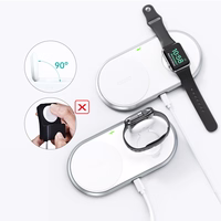 "Choetech Qi 2in1" belaidis įkroviklis išmaniesiems telefonams / "Apple Watch" su stovu (MFI), C tipo USB, baltas (T317)