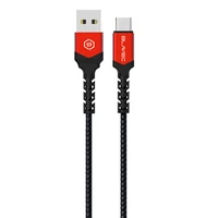 Kabelis Blavec Cable Raptor pluoštinis - USB į Type-C - 3A 0,5 m Apple CarPlay/Android Auto (CRA-UC3BR05) juodas-raudonas