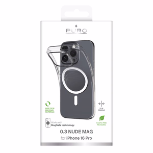Puro 03 Mag Magnetinis silikoninis dėklas telefonui iPhone 16 Pro - permatomas
