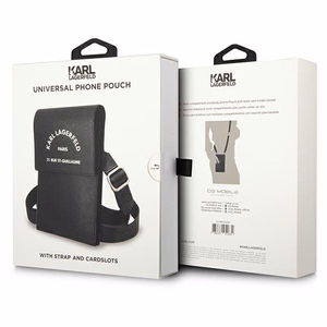 KARL LAGERFELD universali mobiliojo telefono krepšys (Embossed RSG) juodas