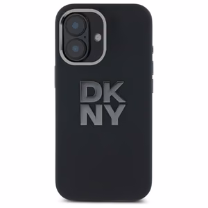 DKNY Liquid Silicone Metal Logo dėklas telefonui iPhone 16 - juodas