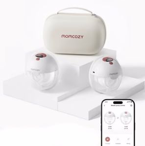 Momcozy M5 Smart wearable breast pump with app control, double set, Cozy Red
